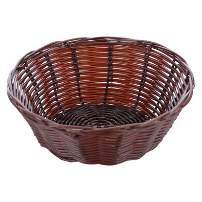 Picture of POLY RATTAN BASKET ROUND 18cm - DARK BROWN