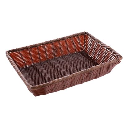 Picture of POLY RATTAN BASKET RECT 40X28cm - DARK BROWN