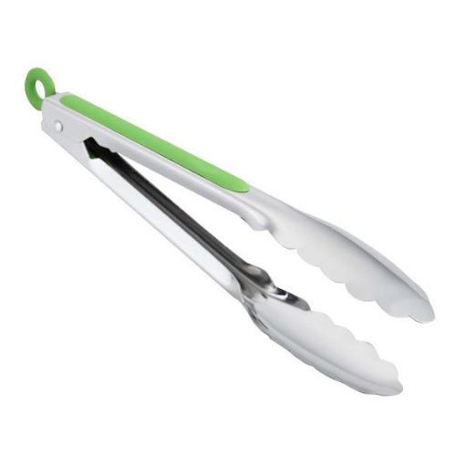 Picture of TONGS St St GREEN HANDLE 23cm 9in