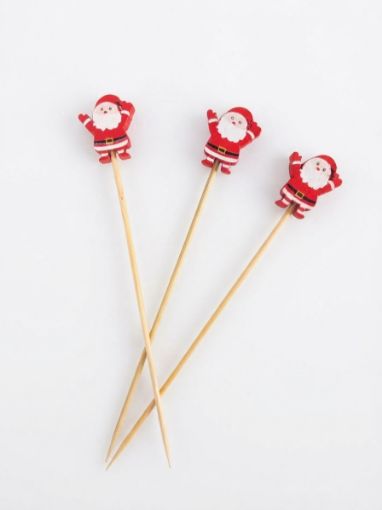 Picture of BAMBOO SKEWERS SANTA CLAUS 12cm 5in PACK 100pcs 