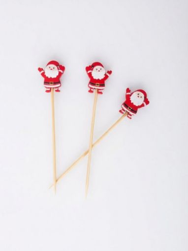 Picture of BAMBOO SKEWERS SANTA CLAUS 9cm 3.5in PACK 100pcs 
