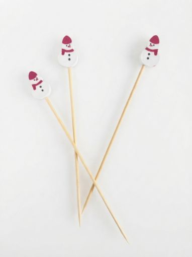 Picture of BAMBOO SKEWERS SNOW MAN 12cm 5in PACK 100pcs 